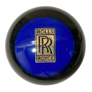Vintage Glass Rolls Royce Paperweight Royal Blue Logo Car Dyers International